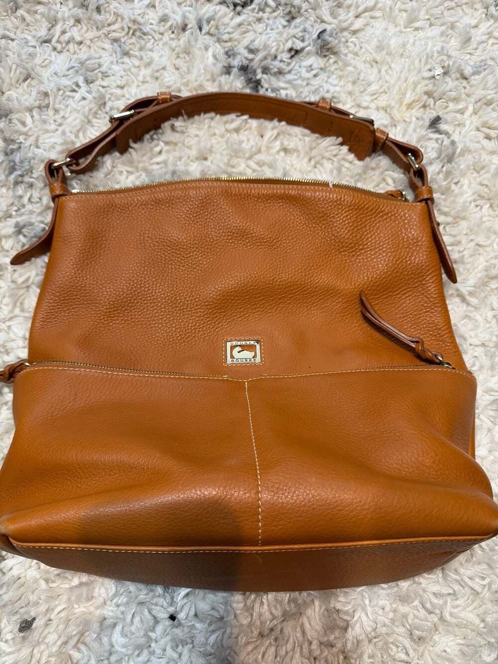 Dooney & Bourke Dillen Medium Pocket Sac Brown Pebbled Leather Hobo Shoulder Bag